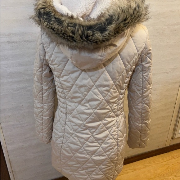 Copper Key Women's Quilted Puffer Jacket with Faux Fur Hood - Beige - Picture 7 of 14